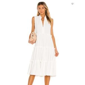 Amanda Uprichard Revolve Tiered Ruffle Sleeveless V-Neck Midi Dress Large